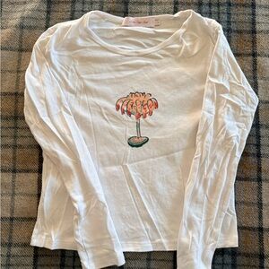 Lisa Says Gah Shrimp Cocktail White Long-Sleeve Baby Tee Size L NWOT